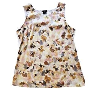 Ann Taylor Beige Floral Tank Top Medium
